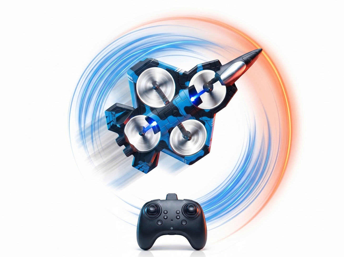 K500 MAX RC Jet Fighter Drone - Throw & Fly, 360° Flips, LED Night Lights