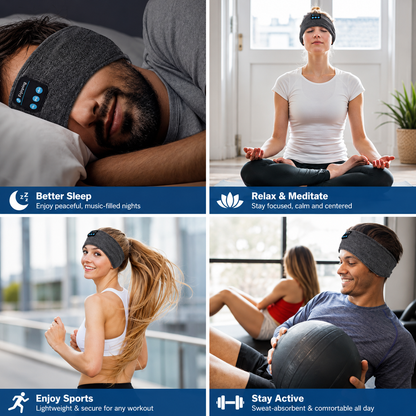 Sleep & Sport Bluetooth Headband - Music Headphones for Running & Rest