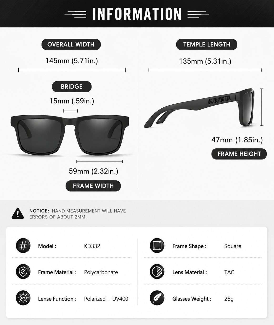 Polarized Sunglasses - UV400 TAC Lens Sport & Outdoor Eyewear