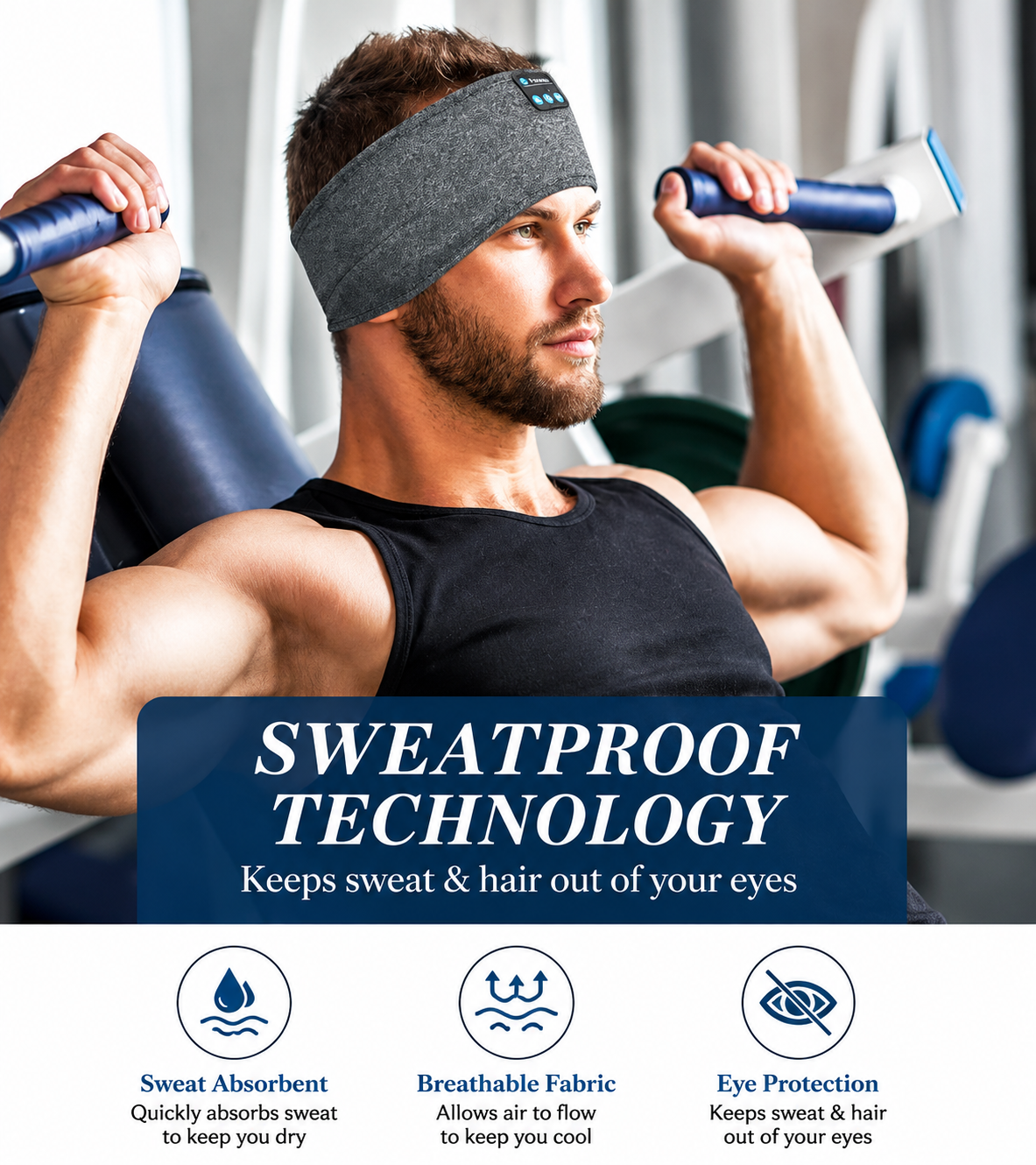 Sleep & Sport Bluetooth Headband - Music Headphones for Running & Rest