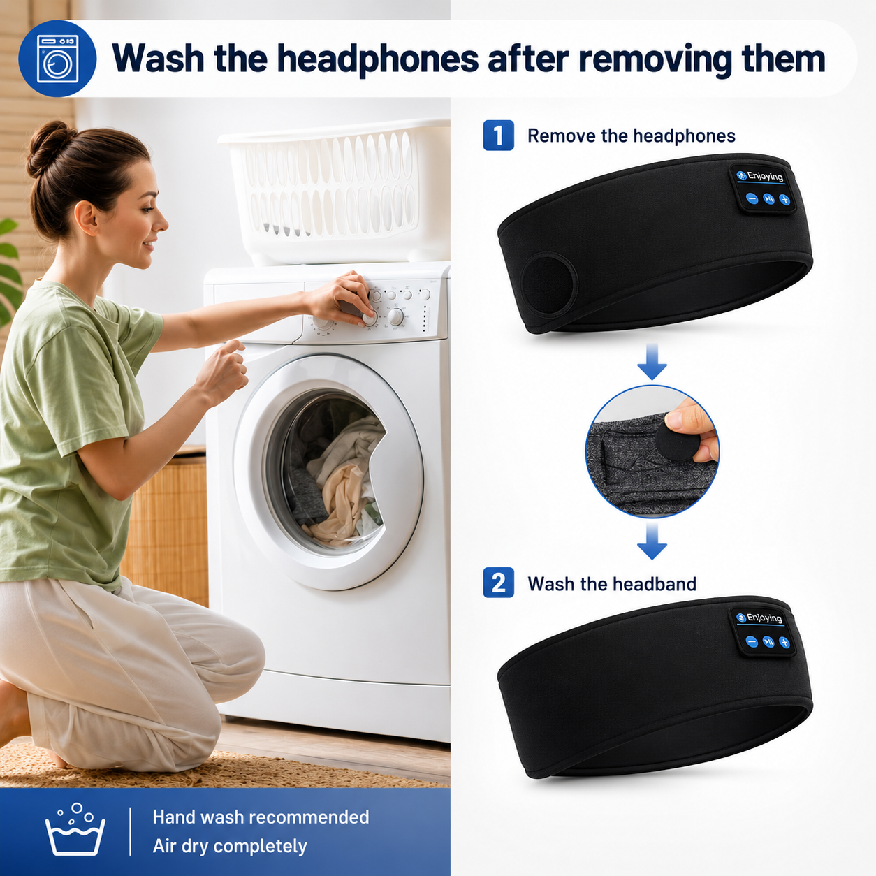 Sleep & Sport Bluetooth Headband - Music Headphones for Running & Rest