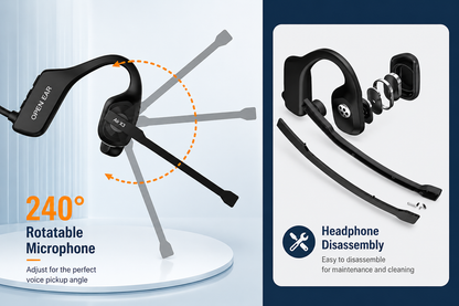 Air Conduction Bluetooth Headset with Mic - Open-Ear Headphones for Office, Sport & Daily Use