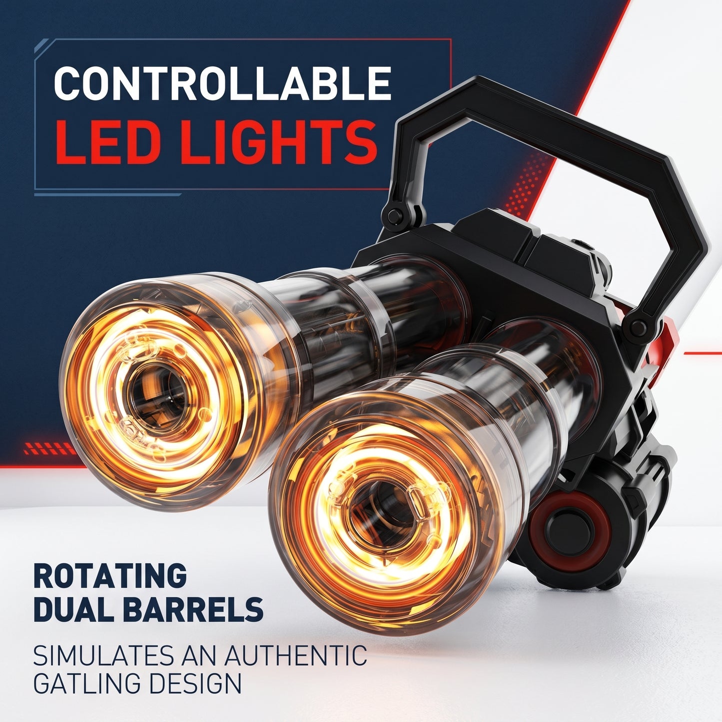 Gatling Water Gun - Dual Barrel Electric Squirt Gun with LED Lights
