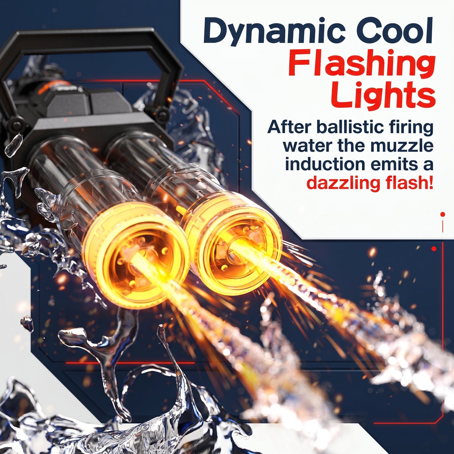 Gatling Water Gun - Dual Barrel Electric Squirt Gun with LED Lights