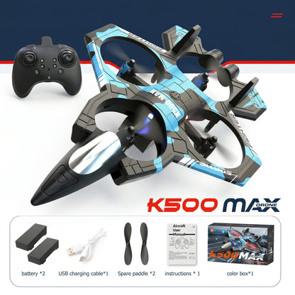 K500 MAX RC Jet Fighter Drone - Throw & Fly, 360° Flips, LED Night Lights
