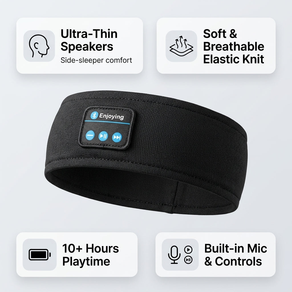 Sleep & Sport Bluetooth Headband - Music Headphones for Running & Rest
