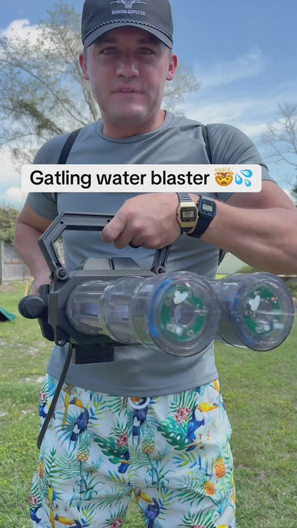 Gatling Water Gun - Dual Barrel Electric Squirt Gun with LED Lights